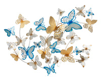 PANNELLO DA MURO BUTTERFLIES ORO/CELESTE CM 132X3,5X95,5