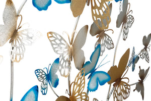 PANNELLO DA MURO BUTTERFLIES ORO/CELESTE CM 132X3,5X95,5