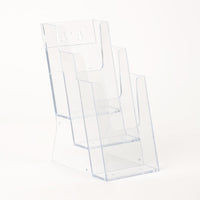 Porta depliant da banco in plexi 3 tasche 1/3 A4