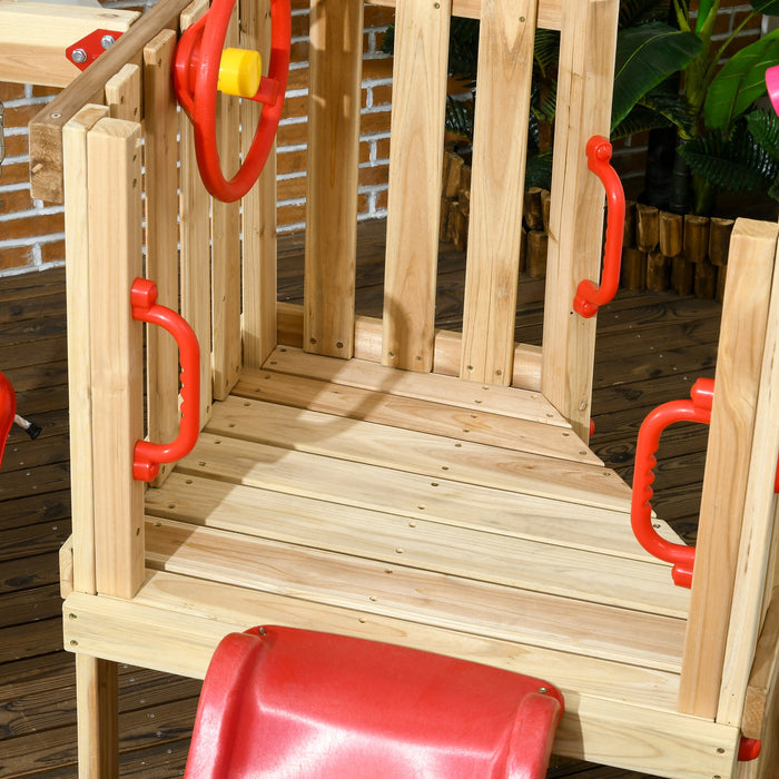 Set con Scivolo e Altalena da Giardino per Bambini 170x200x118 cm in Legno e Plastica Rosso