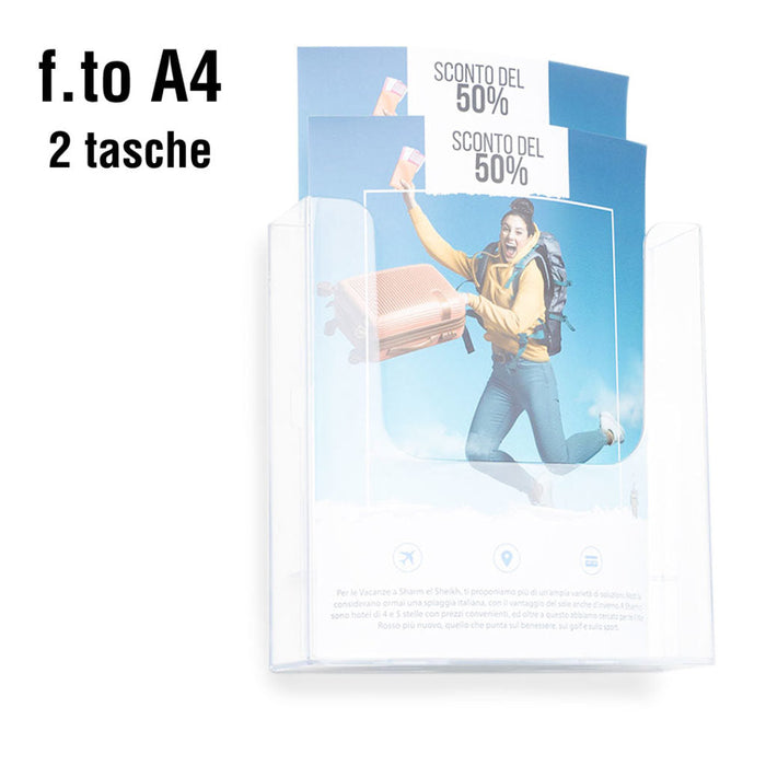 Portadepliant da parete 2 tasche A4 Verticale