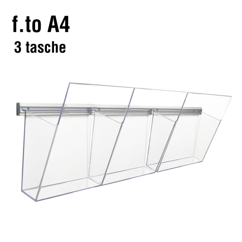 Portadepliant in plexi con barra 3 vaschette A4