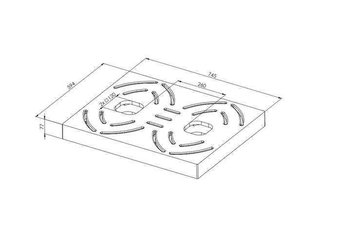 Sined Pedana c Box Doppia Pedana Legno Okume Marino Per Due Docce Inox Con Cbox Marrone