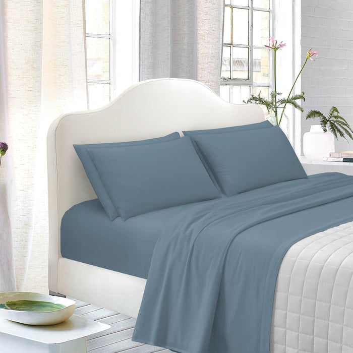 TESS-HOME COLLECTION Completo letto singolo  100% cotone percalle  Blu