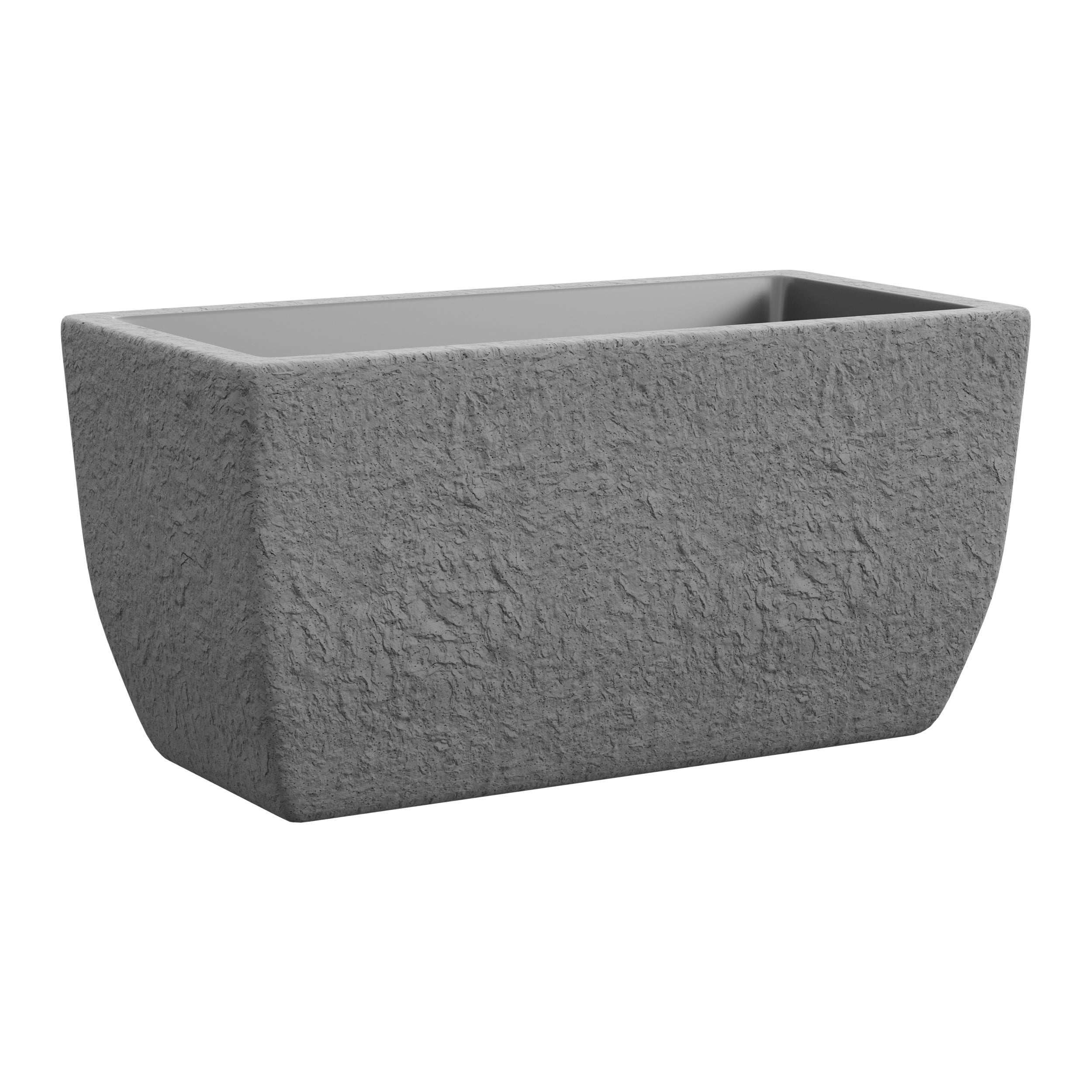 Vaso Rettangolare In Resina Effetto Pietra Petram con Serbatoio D'acqua Dimensioni cm 81x40x40h col. Grigio 4F-AJ6I-EGZO