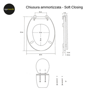 Ogomondo sedile copri wc universale frizionato fantasia mdf chiusura rallentata *** fantasia beach life, confezione 1