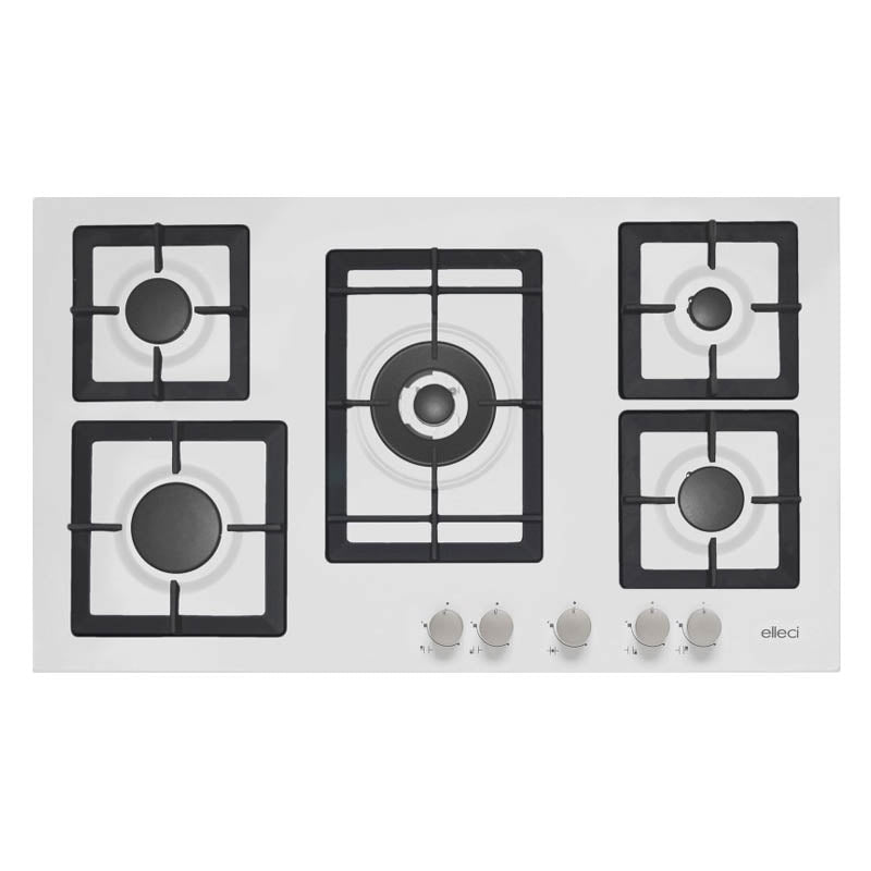 Piani cottura da incasso elleci Plano 90 5 fuochi Granitek 68 Bianco PGSP90168CS