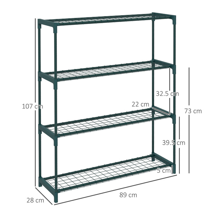 Scaffale Porta Piante a 4 Livelli da Esterno e Interno 88x28x107cm in Acciaio Verde