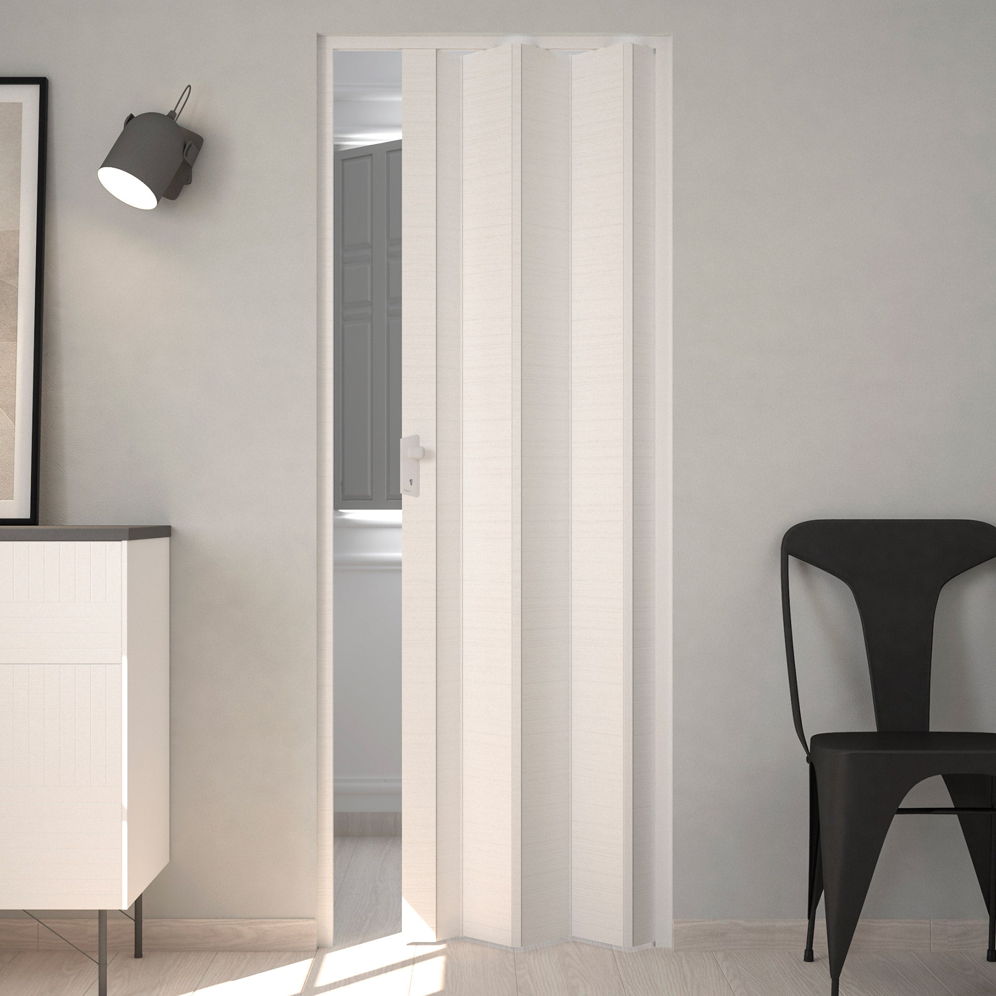 Porta a Soffietto da Interno 83x214 cm in PVC Caroline Bianco Orizzontale