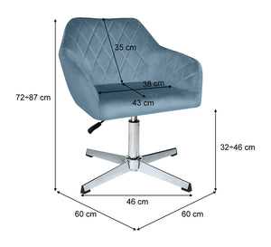 Poltrona ufficio regolabile in altezza in velluto carta da zucchero mod. Louise PL25LOPM