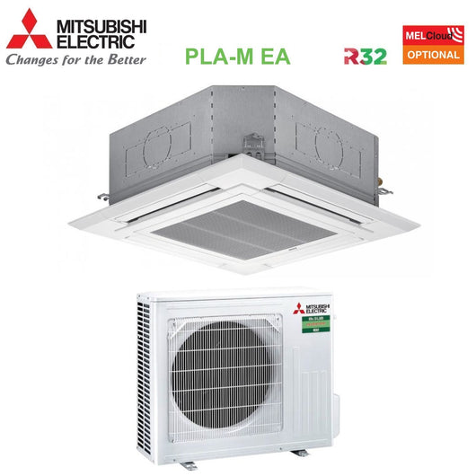 Climatizzatore Condizionatore Mitsubishi Electric Cassetta 90x90 a 4 Vie 18000 Btu  PLA-M50EA + SUZ-M50VA R-32 Wi-Fi Optional con Griglia Inclusa