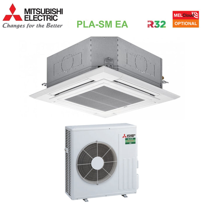 Climatizzatore Condizionatore Mitsubishi Electric Cassetta 90x90 a 4 Vie Inverter 24000 Btu PLA-SM71EA + SUZ-SM71VA Monofase R-32 Wi-Fi Optional con Griglia Inclusa