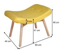 Poltrona con pouf poggiapiedi in stile scandinavo con piedi in legno - Colore: Giallo - PLSG16PL