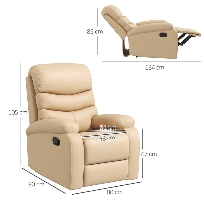 Poltrona Relax Reclinabile Manuale 80x90x105 cm in Similpelle Beige