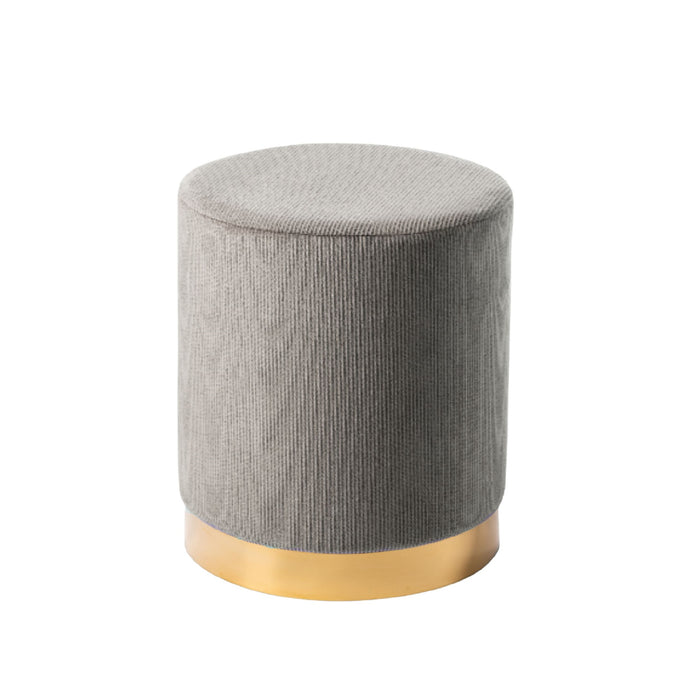 Flu Pouf da camera in velluto a coste grigio chiaro con base oro 36x40 cm