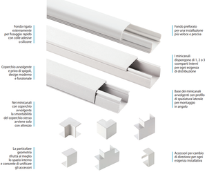 Canale bianco portacavi pvc rigido autoestinguente 40x25mm barra 2 metri