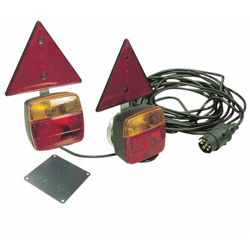 KIT LUCI STOP FANALI TRIANGOLI POSTERIORI MAGNETICHE 12V RIMORCHIO CARRELLO AMA 63754