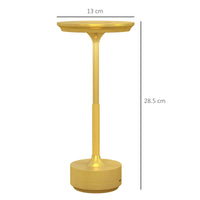 Lampada da Tavolo a LED Senza Filo Touch ⌀13x28,5 cm Batteria Ricaricabile Oro