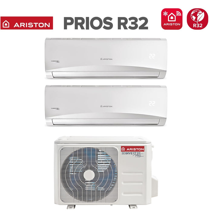 Climatizzatore Condizionatore Dual Split Inverter Ariston serie PRIOS 12+12 con 50 XD0-O R-32 Wi-Fi Optional 12000+12000