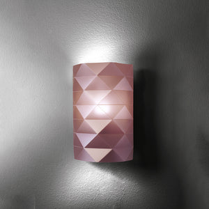 Applique Moderna 1 Luce Prisma In Polilux Rosa Metallico Made In Italy