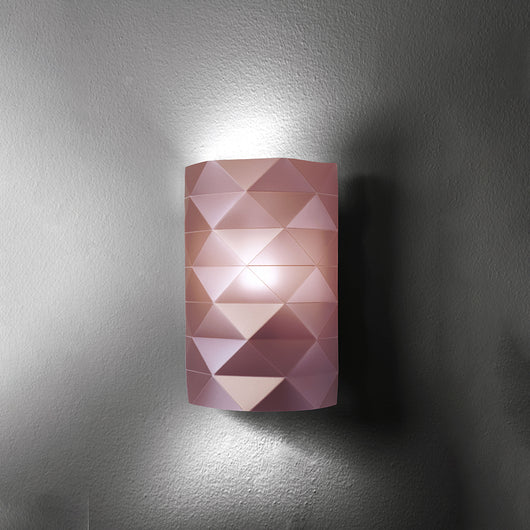 Applique Moderna 1 Luce Prisma In Polilux Rosa Metallico Made In Italy