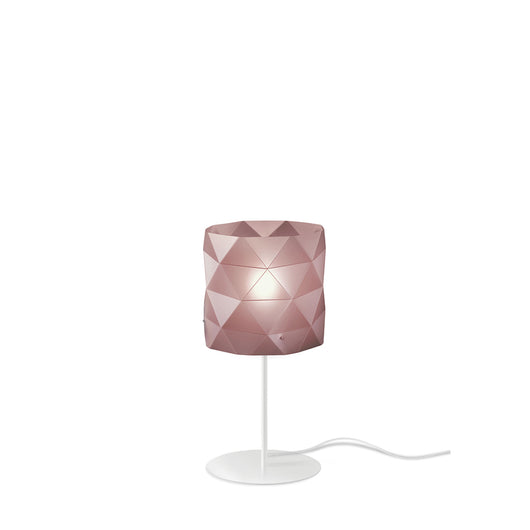 Lampada Da Tavolo Moderna 1 Luce Prisma Polilux Rosa Metallico H36 Made In Italy