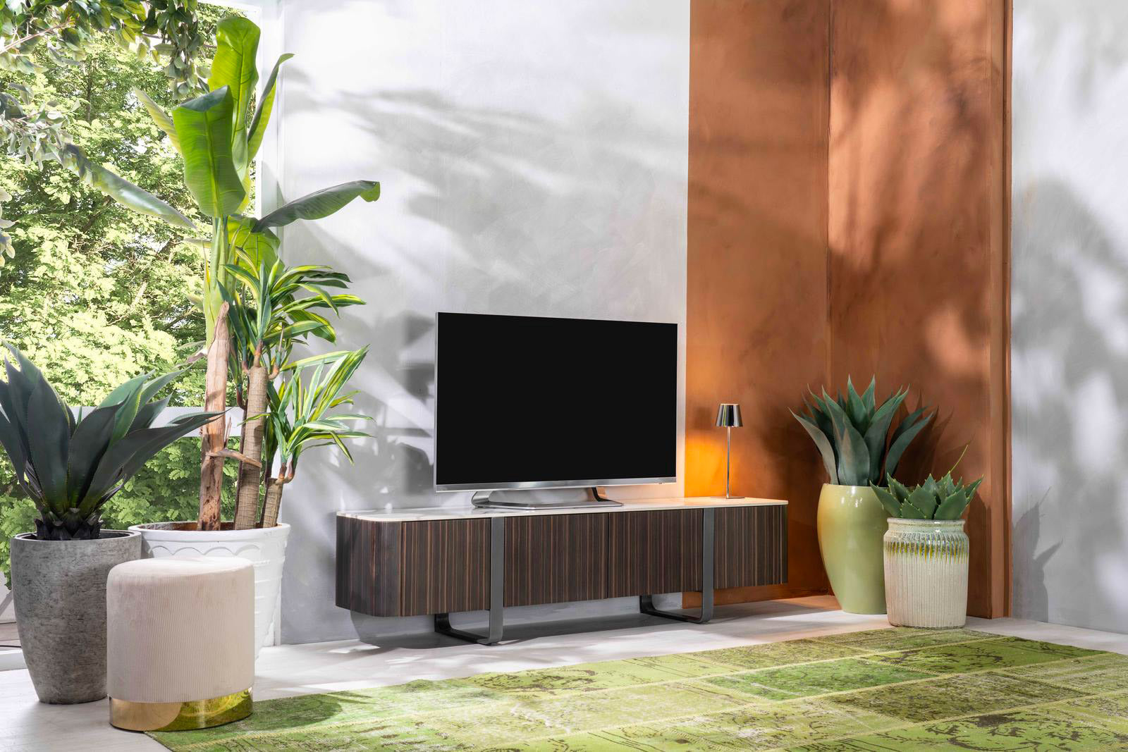 Mobile TV 40x180x45 cm in MDF e Ceramica Marmo Andromeda Calacatta Oro