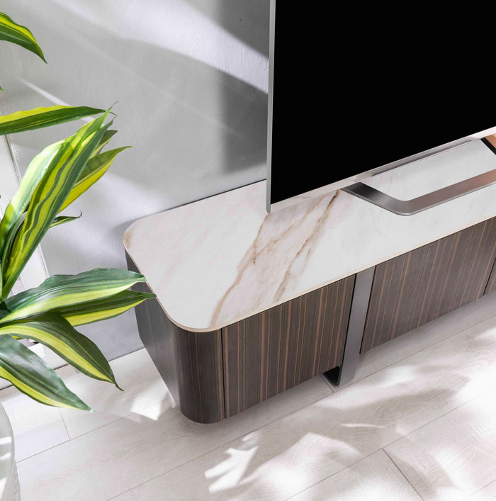 Mobile TV 40x180x45 cm in MDF e Ceramica Marmo Andromeda Calacatta Oro