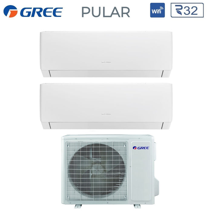 Climatizzatore Condizionatore Gree Dual Split Inverter serie PULAR 9+12 con GWHD(14)NK6OO R-32 Wi-Fi Integrato 9000+12000