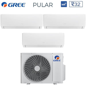 Climatizzatore Condizionatore Gree Trial Split Inverter serie PULAR 9+9+12 con GWHD(21)NK6OO R-32 Wi-Fi Integrato 9000+9000+12000