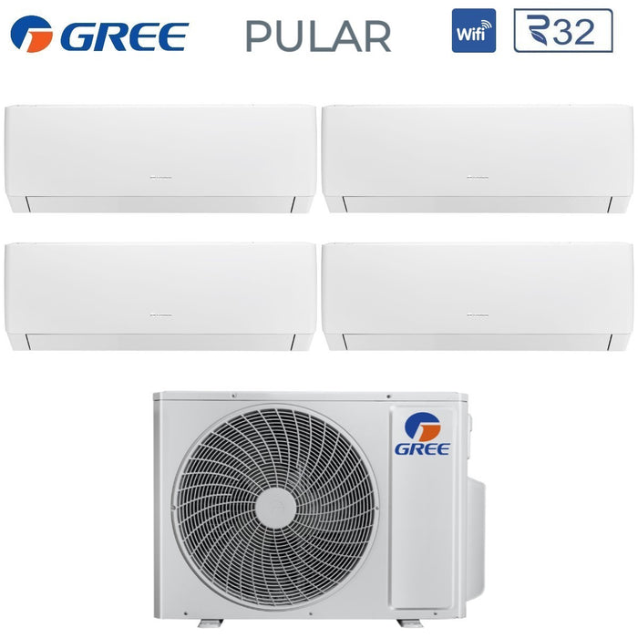 Climatizzatore Condizionatore Gree Quadri Split Inverter serie PULAR 9+9+9+12 con GWHD(36)NK6LO R-32 Wi-Fi Integrato 9000+9000+9000+12000