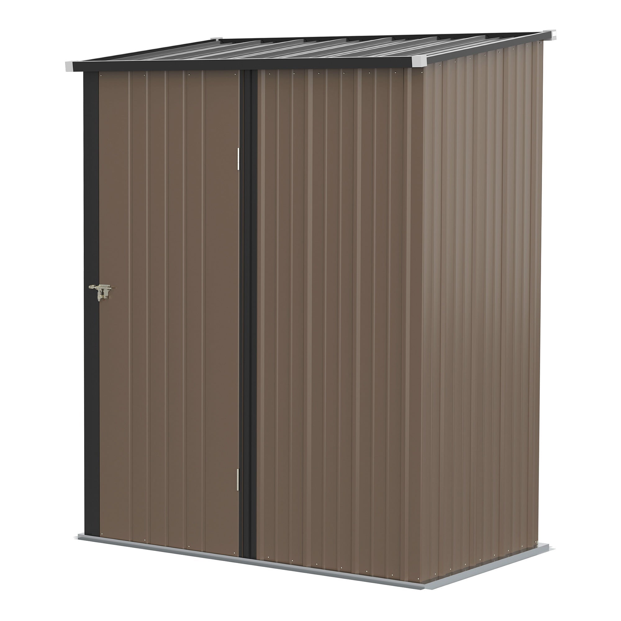 Casetta Box da Giardino 161,5x94,5x196 cm Porta Attrezzi con Catenaccio in Acciaio Marrone