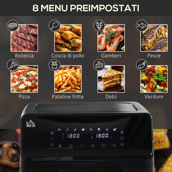 Friggitrice ad Aria 2 Cestelli Indipendenti 4 L Schermo LED Touch Nero