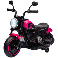 Moto Elettrica per Bambini 6V con Rotelle Rosa e Nero