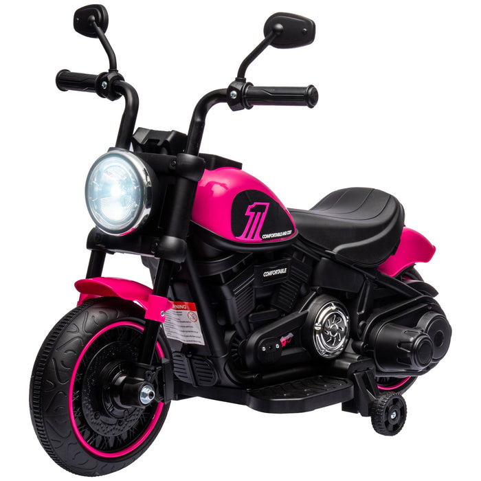 Moto Elettrica per Bambini 6V con Rotelle Rosa e Nero