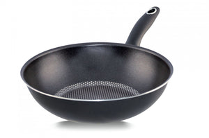 Padella wok nera con manico in bakelite diam 28 cm Silex Induction