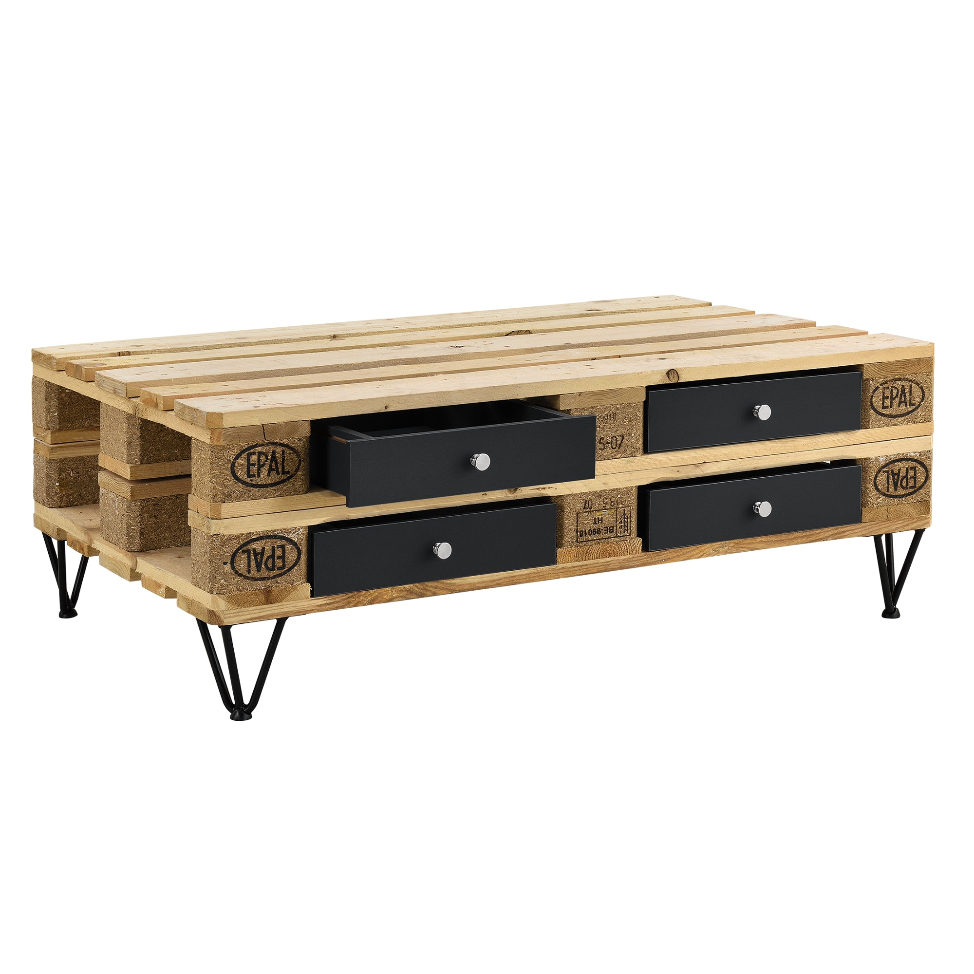 [en.casa] 4 x Cassetto per euro pallet perfettamente integrabile - Nero - 9,5cmx37,5cmx44,5 cm