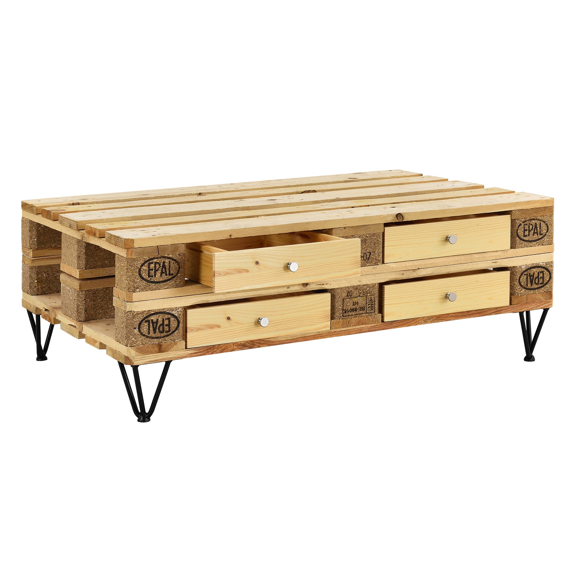 [en.casa] 4 x Cassetto per euro pallet perfettamente integrabile - Color legno - 9,5cmx37,5cmx44,5 cm