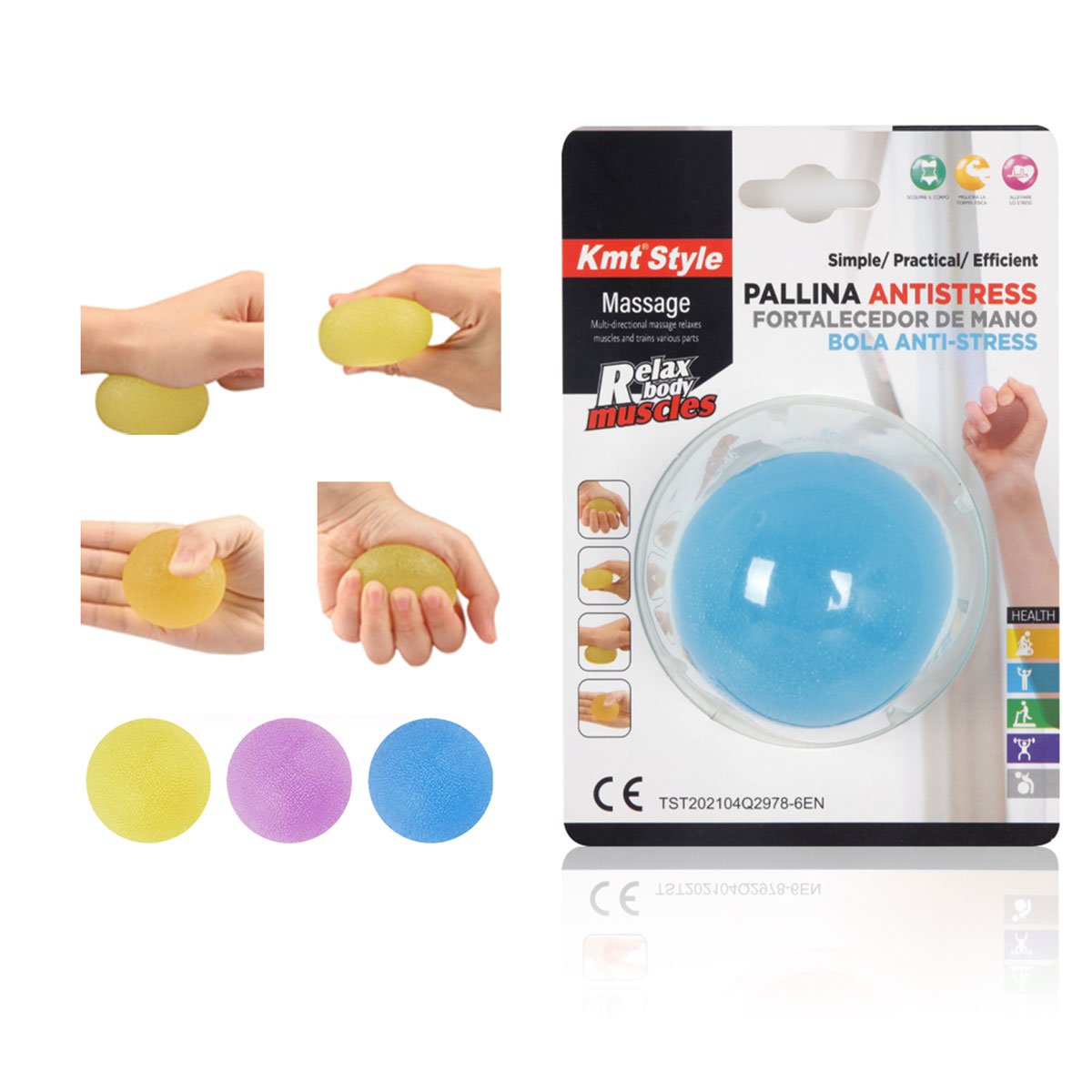 Pallina Antistress Forma Rotondo in Silicone per Fisioterapia Colori Assortiti