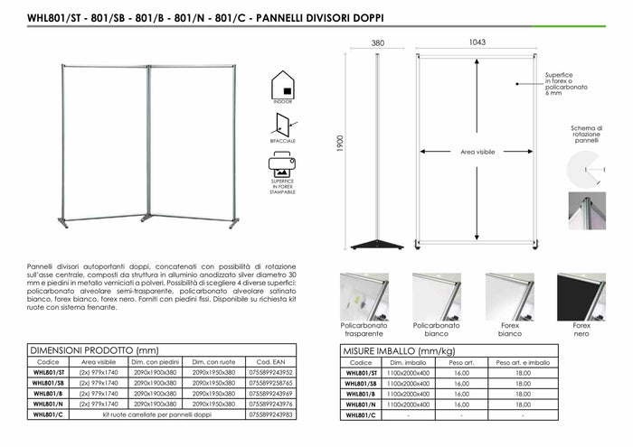 Pannello divisorio doppio in Forex 100 x 190