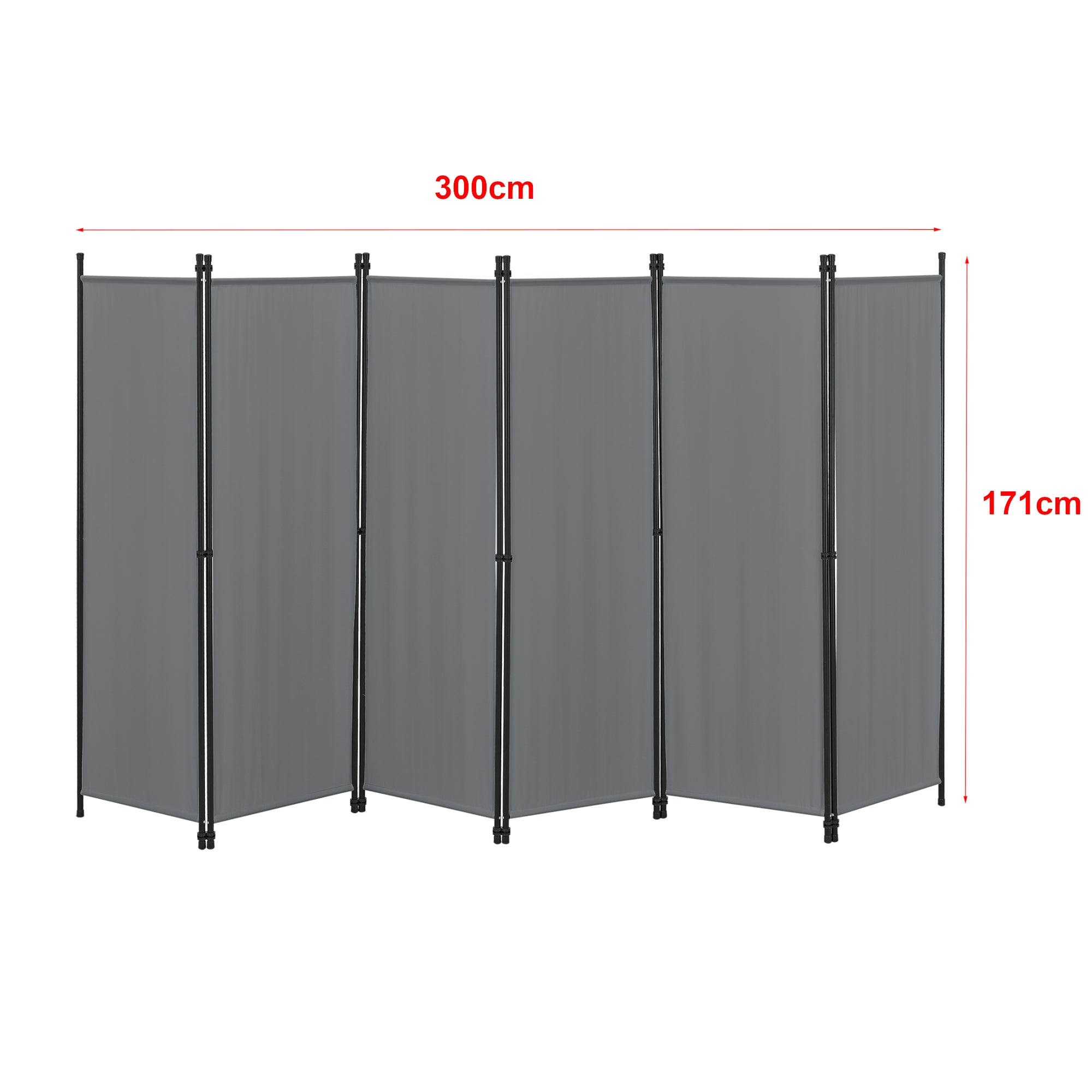 Paravento/Separè per Interni/Balcone, 171 x 300 cm (AxL) Divisorio a 6 Pannelli per Camera da Letto/Studio Medico -