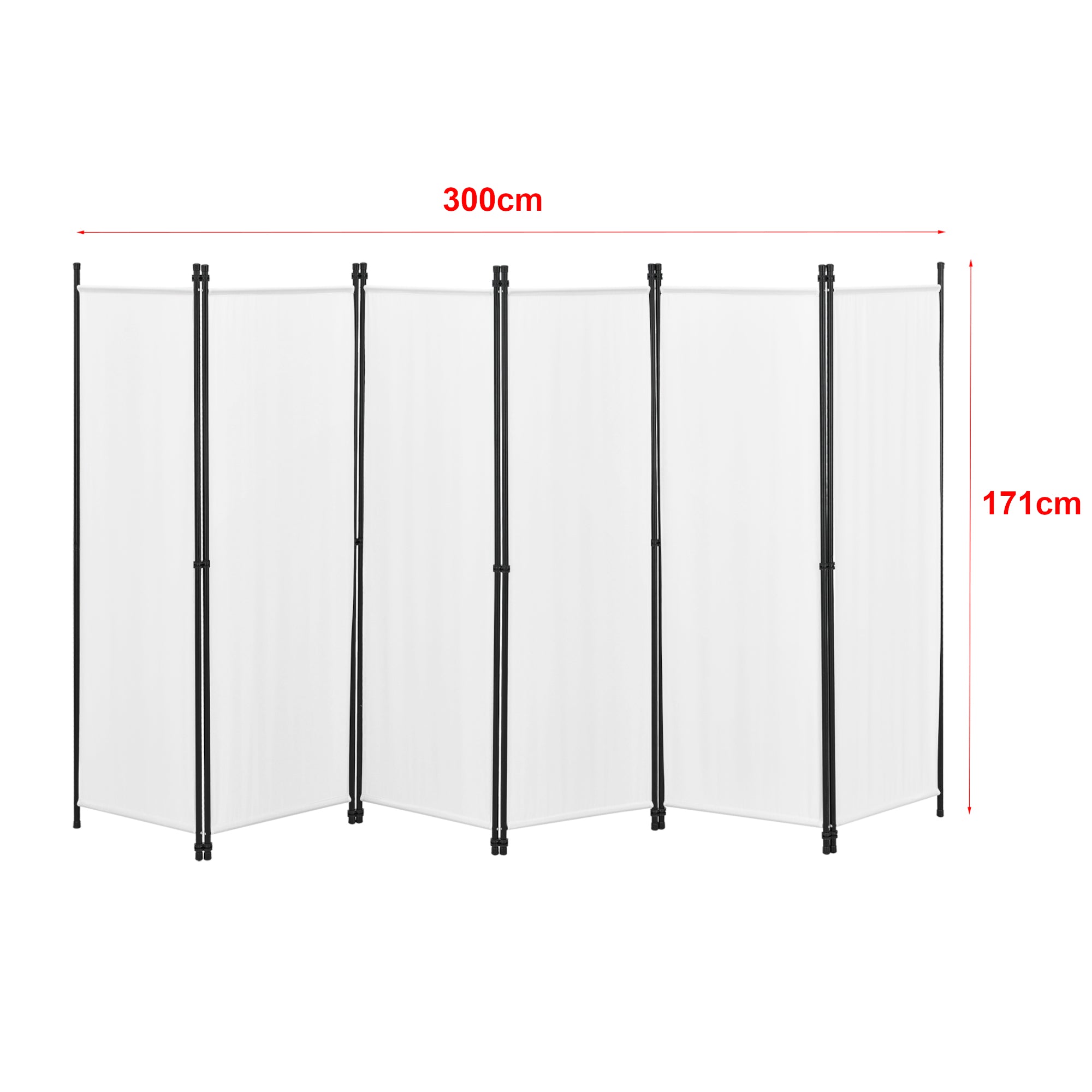 Paravento/Separè per Interni/Balcone, 171 x 300 cm (AxL) Divisorio a 6 Pannelli per Camera da Letto/Studio Medico -