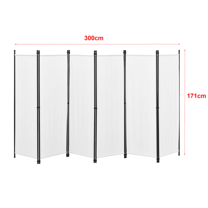 Paravento/Separè per Interni/Balcone, 171 x 300 cm (AxL) Divisorio a 6 Pannelli per Camera da Letto/Studio Medico -
