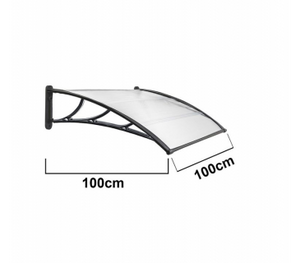 Pensilina tettoia 100x100 cm in policarbonato modulabile trasparente da esterno