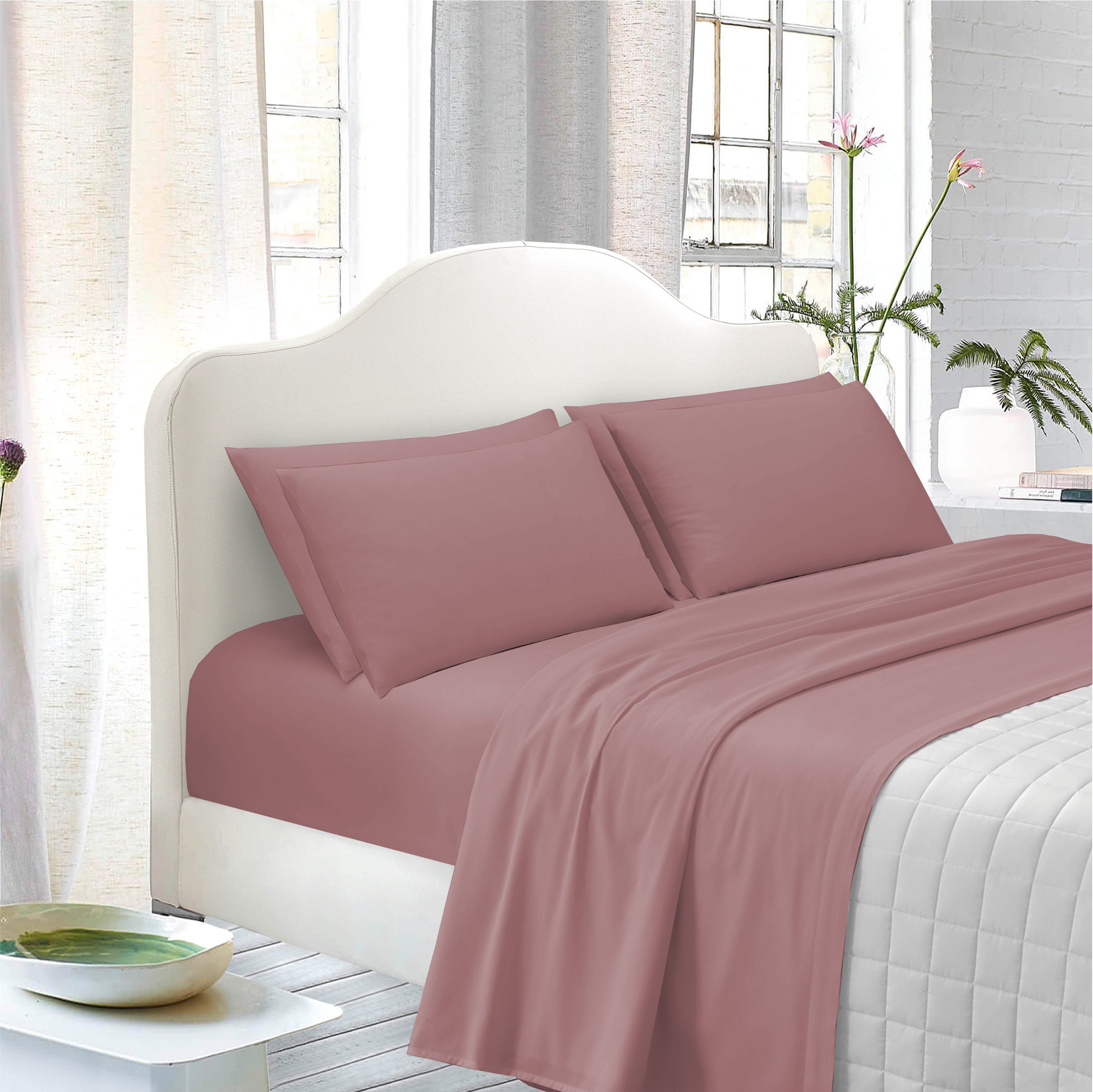 TESS-HOME COLLECTION Completo letto matrimoniale  100% cotone percalle  Rosa