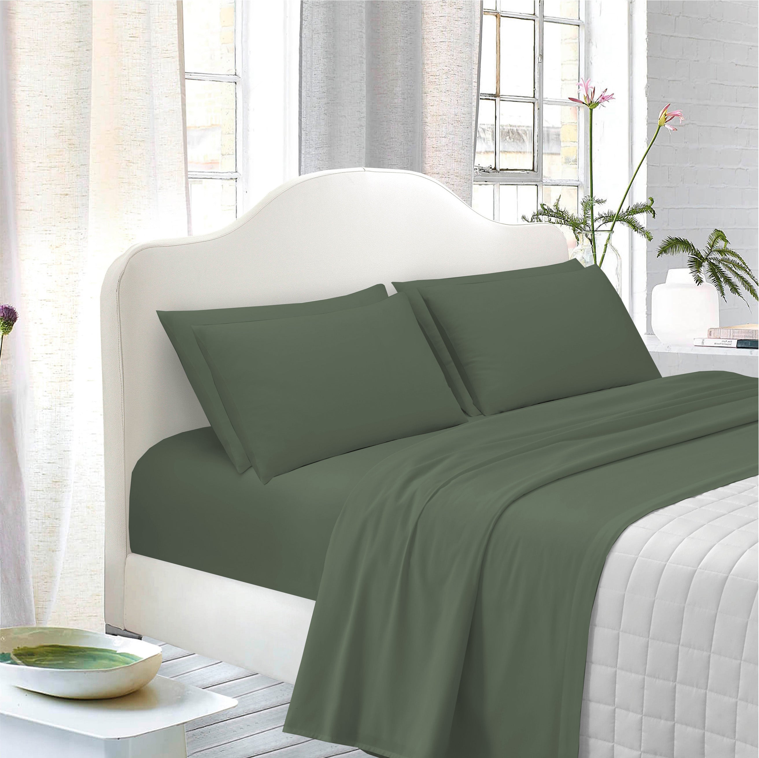 TESS-HOME COLLECTION Completo letto singolo  100% cotone percalle  Verde