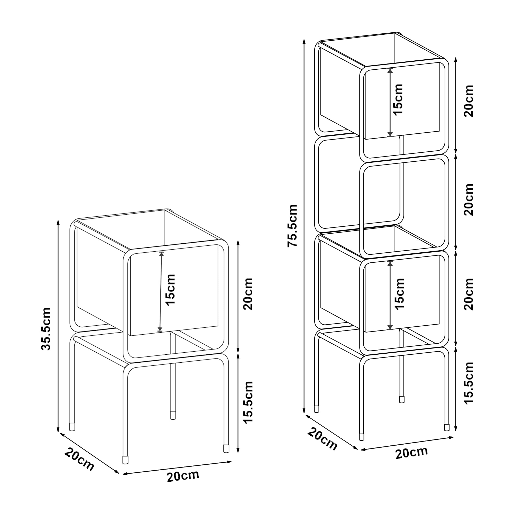 Set Sveio di 2 Supporti per 1 / 2 Piante - Nero [en.casa]