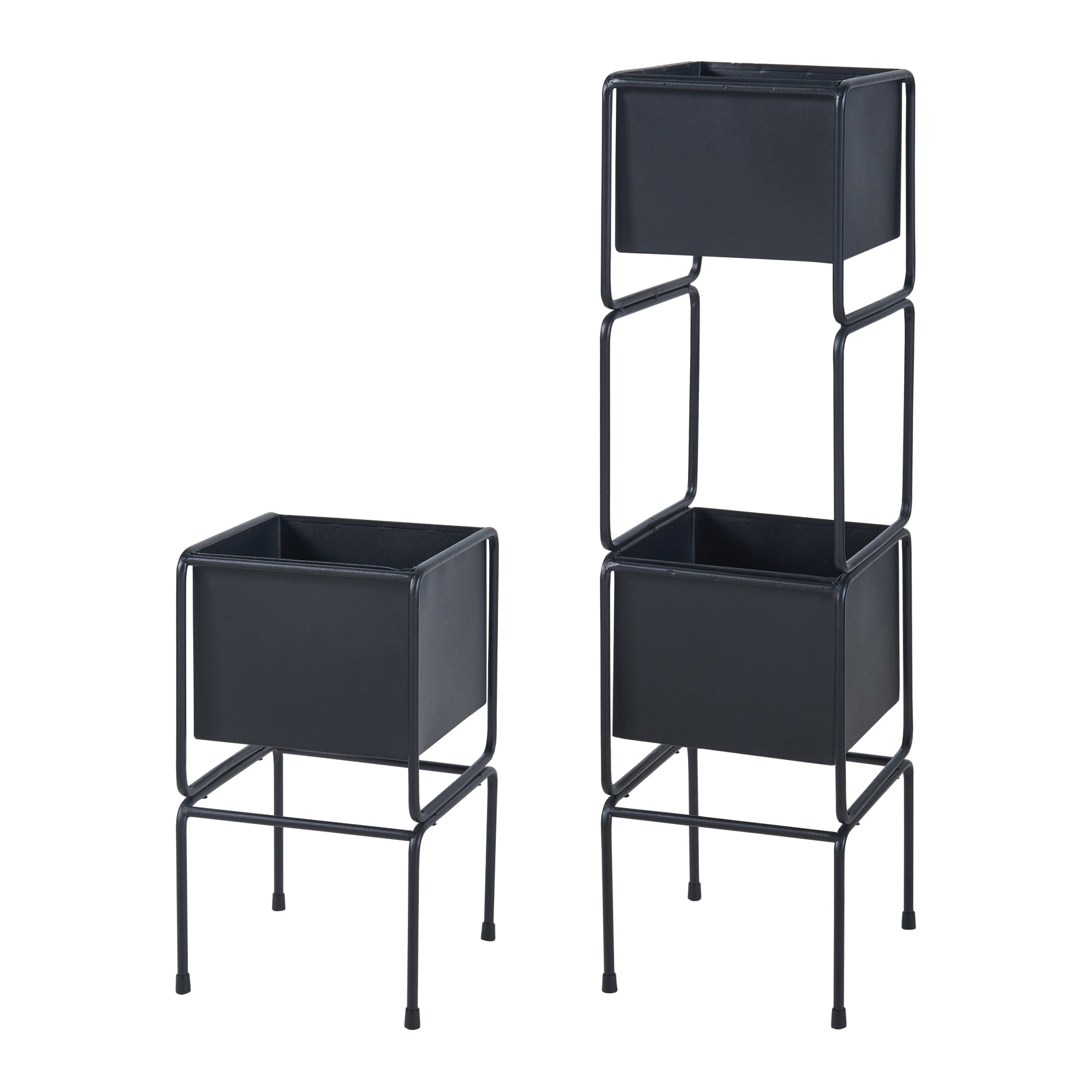 Set Sveio di 2 Supporti per 1 / 2 Piante - Nero [en.casa]