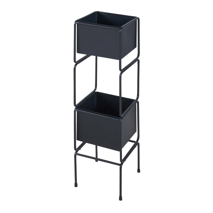 Set Sveio di 2 Supporti per 1 / 2 Piante - Nero [en.casa]