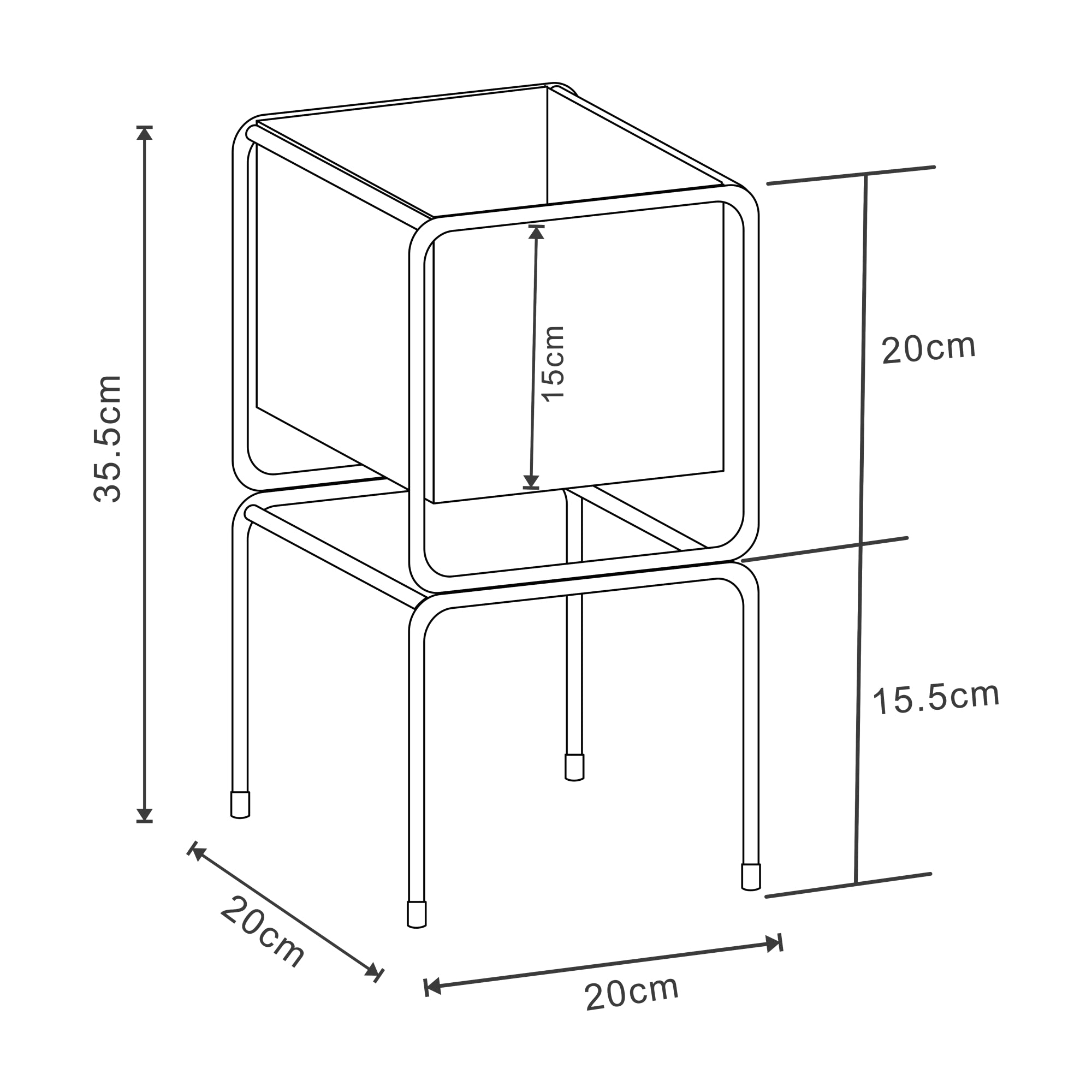 Supporto per 1 Pianta Sveio 35,5 x 20 x 20 cm Nero [en.casa]